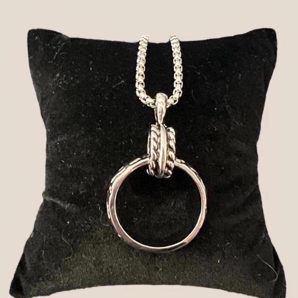 Awesome unisex retro style steel necklace with ring pendant